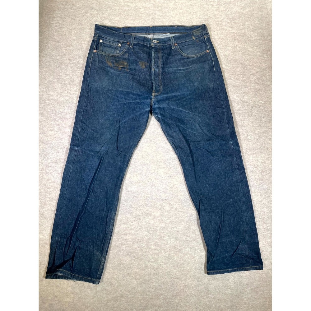 Levis 501 Original Shrink To Fit Jeans Mens 40x32 Blue Denim Cotton Straight Leg
